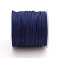 Donkerblauw gevlochten jade koord op een witte spoel voor DIY sieraden maken - 0,8 mm 5 m/Kaart / Marineblauw