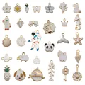 Assorted white enamel cartoon alloy charms for DIY jewelry making and keychain accessories - M478 - White With Oil Droplets 31 Designs 1 Piece Per Design - 36.2g