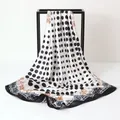 Elegant polka dot satin square scarf featuring vintage baroque border patterns 90x90cm - Large Polka Dot Black / 90*90cm (all Styles Available)