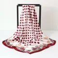 Elegant red polka dot satin square scarf for women, 90x90cm silky neck wrap - Large Red Polka Dots / 90*90cm (all Styles Available)