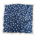 Elegant navy blue satin square scarf with classic white polka dots and white border - Polka Dot Navy Blue / 90*90cm (all Styles Available)