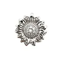 Elegant silver sunflower pendant featuring micro-pave zircons for DIY jewelry crafts - Sunflower (NAE05-4)