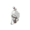 Elegant silver flower leaf pendant with pavé-set zircons for DIY jewelry making. - Waterdrop Flower (NAD10-5)