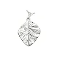 Elegant silver leaf-shaped pendant with micro-pave cubic zirconia for DIY jewelry making - Leaf (NAB02-1)