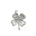 Elegant silver four-leaf clover pendant with micro-pave zircons for DIY jewelry - Four-Leaf Clover (NAD10-6)