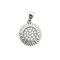 Silver sunflower pendant featuring micro-paved sparkling zircon stones for DIY jewelry - Small Sunflower (NAA09-7)