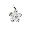 Sparkling silver flower pendant with brilliant micro-pave cubic zirconia inlay stones - Five-Petal Flower (NU12-3)