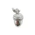 Elegant silver acorn charm pendant with micro-pave zircon leaf for DIY jewelry necklace - Nut (NAA09-5) / 2 x 1.5 cm