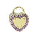 Dije de candado en forma de corazón dorado con pedrería rosa para pulseras DIY - 21
