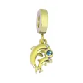 Abalorio de delfín dorado con cristal azul para accesorios de pulsera DIY - 12
