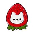 Pin de esmalte de fresa lindo con un diseño de cara de gato blanco de dibujos animados - Qhxz5112