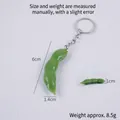 Realistic green PVC edamame bean keychain with detailed size measurements 6cm x 1.4cm - 6cm Edamame Keychain