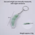 Simulation green edamame vegetable keychain model with size and weight measurement info - 6cm Flocked Three-section Edamame Keychain