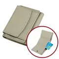 Small women's genuine leather RFID blocking wallet in light grey pebbled texture finish - Apricot (3001#)