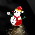 Festive Christmas snowman brooch pin with white pearl accent and colorful enamel finish - Christmas Snowman Style (YNCP5751)