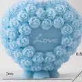 Blue heart-shaped rose scented candle with Love engraving for Valentine's Day decor - Style A / Blue