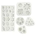 Ensemble de moules en silicone fleurs et tournesols pour fondant et décoration DIY - Ensemble de 5 fleurs grises (Translucide)