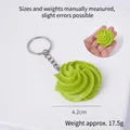 Handmade green simulated whipped cream cookie keychain, 4.2cm diameter, approx 17.5g - Matcha Green Spiral Flower Cookie - Keychain