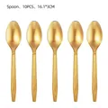 Premium set of 10 golden disposable plastic spoons for party and event table decorations - 10PCS Golden Spoons