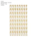 Pack of 10 gold and white striped decorative paper straws for themed parties and events - 10PCS Gold Paper Straws