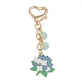 Charming colorful enamel hydrangea flower metal keychain with golden heart clasp for bags - Hydrangea String