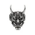 Intricately detailed vintage Hannya Oni mask ring crafted in polished titanium steel - US 7 / Steel