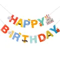 Vibrant macaron color Happy Birthday letter banner for festive party wall decoration. - Cake Birthday Banner Set