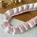 Double-layer pink and white polka dot pleated lace trim for DIY crafts and accessories - Encrypted Pink Polka Dot Style / Pink