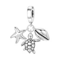 Silver plated ocean theme charm with starfish, sea turtle and seashell for DIY bracelet - Otc1716 - Starfish Shell Turtle Pendant