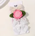 4-teiliges Set Haarspangen für Mädchen mit Blumen- und Spitzenschleifen - Spitze Schleife Und Gewebte Blume Kombi (4I)