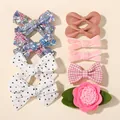 9-teiliges Set Kinder-Haarspangen aus Stoff mit Blumenmotiven und rosa Blütenclips - Blumig Punkt Und Leder Samt Vielfalt (10B)