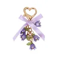 Elegant purple lily of the valley flower keychain with lavender ribbon bow and heart clasp - Purple Lily of the Valley String 7.2cm