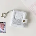 Llavero de mini álbum de fotos blanco de 2 pulgadas con dije de estrella para tarjetas - Blanco