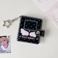 Mini álbum de fotos de 2 pulgadas negro con lunares y llavero de estrella plateado - Negro