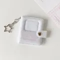 Mini álbum de fotos de 2 pulgadas en PVC de lunares blancos con llavero de estrella - Rosa