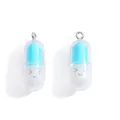 Cute blue and white capsule pendants with smiley smile expressions for DIY jewelry - A7-046/light Blue/28*10mm/0.72g