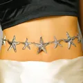 Chaîne de taille élégante en métal argenté avec étoiles de mer pour mode féminine - Blanc K 5555