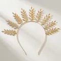 Serre-tête couronne de feuilles dorées élégant pour accessoire cheveux mariée - Or