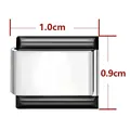 Maillon de charme italien en acier inoxydable noir et argent de 1,0 cm x 0,9 cm pour bracelet - Acier Noir