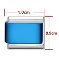 Charme de bracelet italien en acier inoxydable bleu 1,0 cm x 0,9 cm - Louche En Acier Bleue