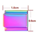 Maillon de charme italien en acier inoxydable arc-en-ciel pour bracelets DIY, 1.0x0.9cm - Iridescent