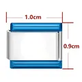 Charme italien en acier bleu et argent pour bracelets DIY, taille 1,0cm x 0,9cm. - Acier Revêtu De Bleu