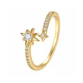Elegant 18k gold plated sterling silver star ring with shimmering cubic zirconia - Adjustable Open / Octagram Style (K2644) / Gold