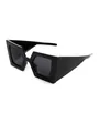 Trendige schwarze Oversize-Sonnenbrille für Damen in Polygon-Optik mit UV400-Schutz und INS-Stil - Schwarzer Rahmen Graue Gläser