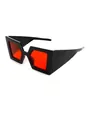 Modische Polygon-Sonnenbrille mit dickem schwarzem Rahmen und roten Gläsern für Damen - Schwarzer Rahmen rote Gläser