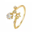 Adjustable s925 sterling silver ring with gold finish and cubic zirconia star charms - Adjustable Open / Hollow Star Cluster (K2647) / Gold