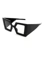 Modische übergroße schwarze Polygon-Sonnenbrille für Damen mit UV-Schutz-Design - Schwarzer Rahmen Klare Gläser