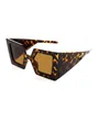 Modische Oversize-Polygon-Sonnenbrille mit Schildpatt-Rahmen und gelben Gläsern für Damen. - Schildpatt Braun
