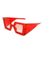 Modische rote übergroße geometrische Sonnenbrille mit einzigartigem Polygon-Rahmendesign - Roter Rahmen Rote Gläser