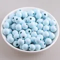 Perline tonde in legno di loto azzurro per la creazione di gioielli fai-da-te macaron - Azzurro / Perla Tonda 10mm (Foro circa 3mm)